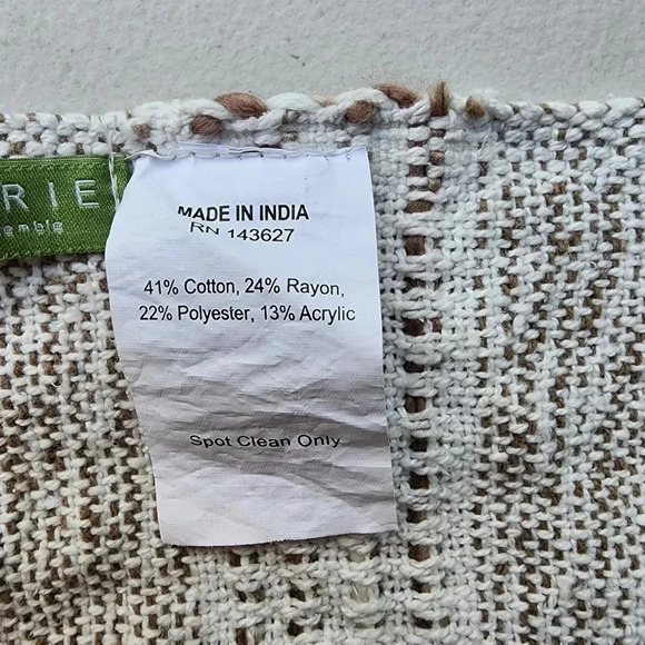 Celerie Kemble White & Gray Decorative Tapestry Mateo Throw India 50" x 60" - Picture 13 of 15